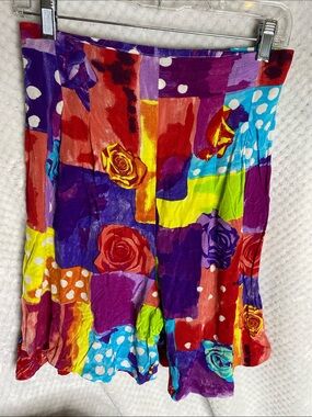 léger vintage Floral Zip long shorts Purple & Multicolor